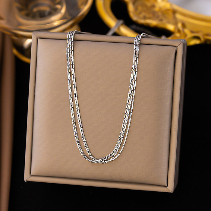 Lady Classic Style Solid Color Stainless Steel Plating Necklace