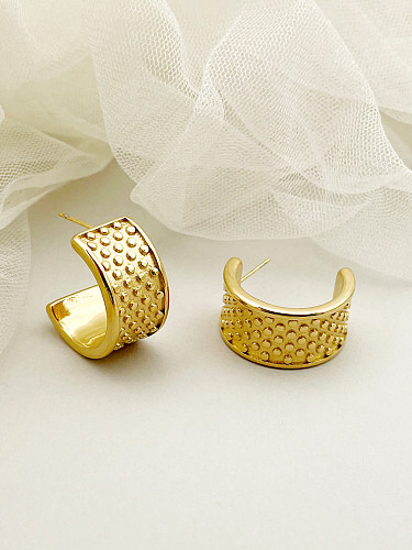 1 Pair Elegant Simple Style Commute C Shape Polishing Plating Stainless Steel  Gold Plated Ear Studs