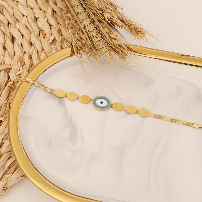 Lässige vierblättrige Kleeblatt-Armbänder aus Edelstahl, vergoldet, 1 Stück