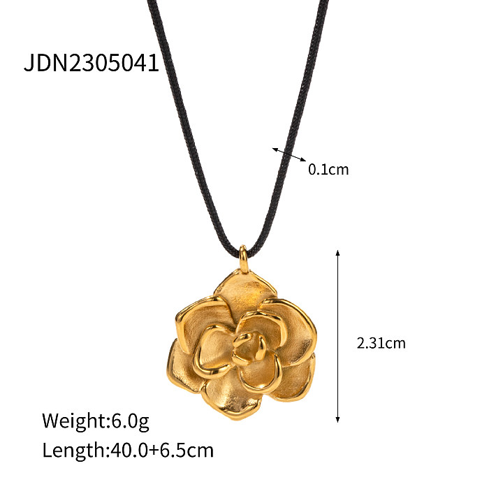 Collar chapado en oro de 18 quilates de acero inoxidable con revestimiento de acero inoxidable y flor de estilo simple