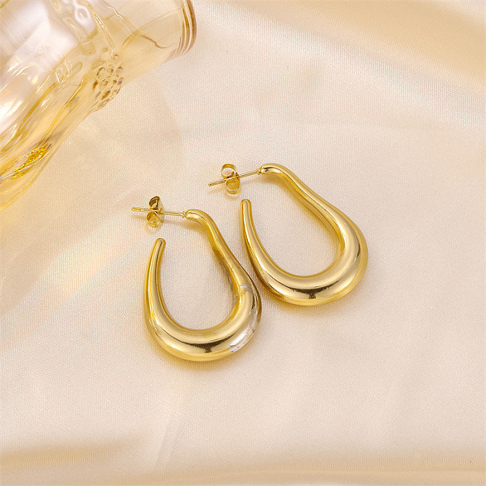 1 Piece IG Style Glam Vintage Style Oval Irregular Plating Stainless Steel  18K Gold Plated Ear Studs