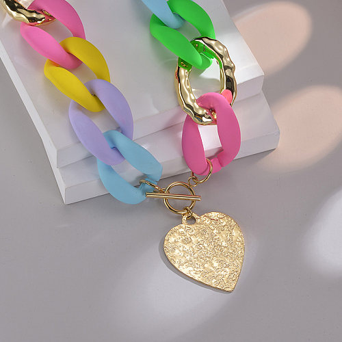 Fashion Heart Shape Stainless Steel  Arylic Plating Necklace