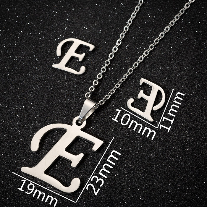 1 Set Simple Style Letter Stainless Steel Plating Hollow Out Pendant Necklace