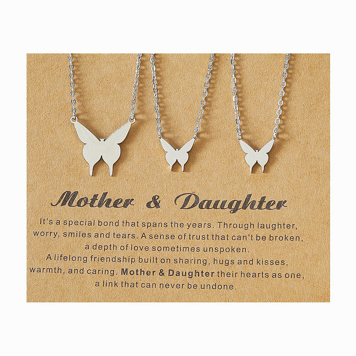 Simple Style Butterfly Stainless Steel  Polishing Necklace 3 Pieces