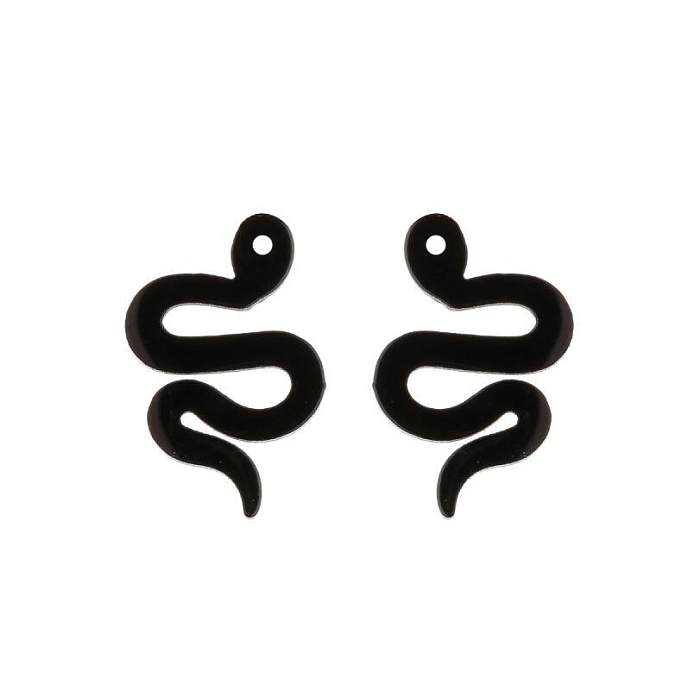 1 paire de clous d'oreilles plaqués serpent en acier inoxydable, Style Simple