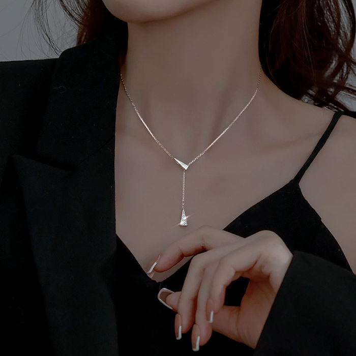 Simple Style Solid Color Stainless Steel Patchwork Pendant Necklace