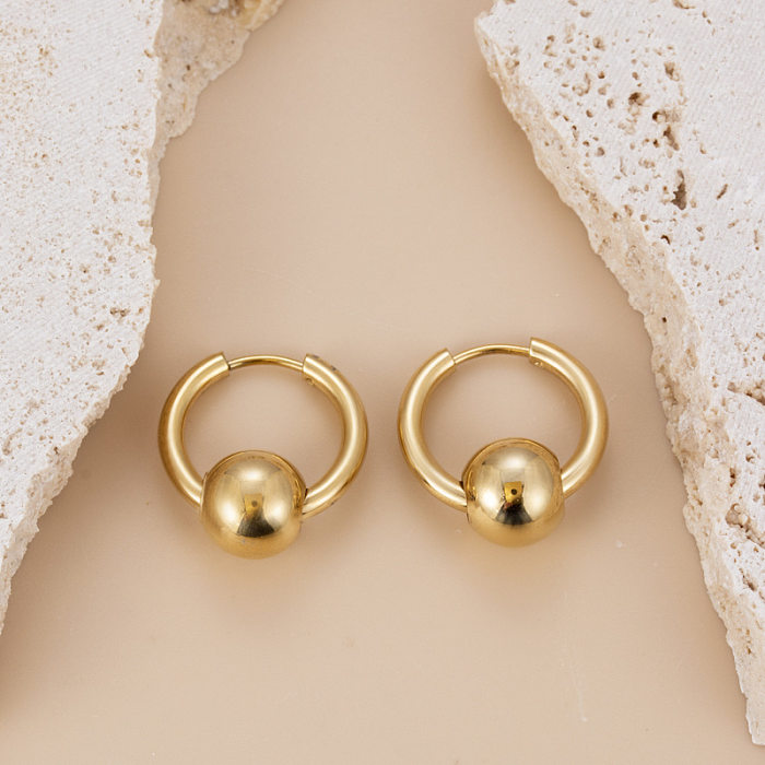 1 paire de boucles d'oreilles élégantes en forme d'étoile ronde et de cœur en acier inoxydable plaqué or