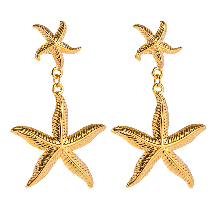 1 Paar IG Style Simple Style Starfish Plating Edelstahl 18K vergoldete Ohrhänger