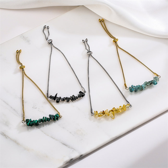 Fashion Geometric Stainless Steel Inlay Natural Stone Bracelets 1 Piece