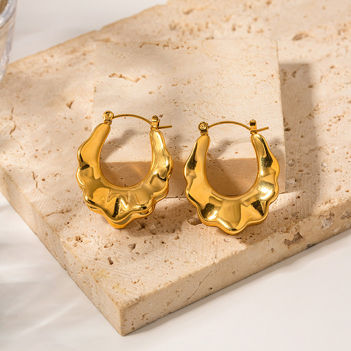 1 Pair Modern Style U Shape Irregular Stainless Steel  Plating 18K Gold Plated Hoop Earrings