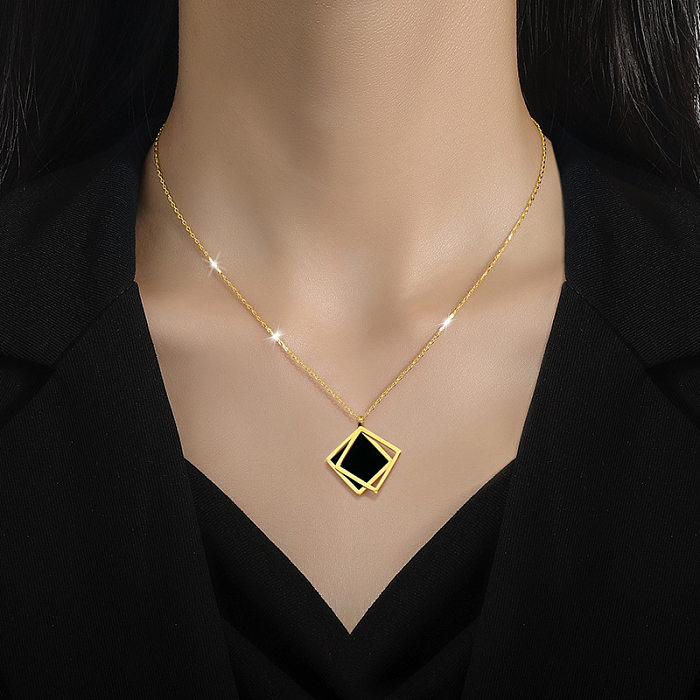IG Style Einfache Halskette mit geometrischem Anhänger und Edelstahlbeschichtung