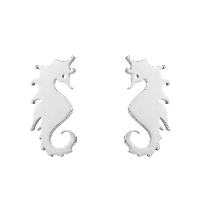Women'S Fashion Hippocampus Stainless Steel  No Inlaid Ear Studs Stainless Steel  Earrings
