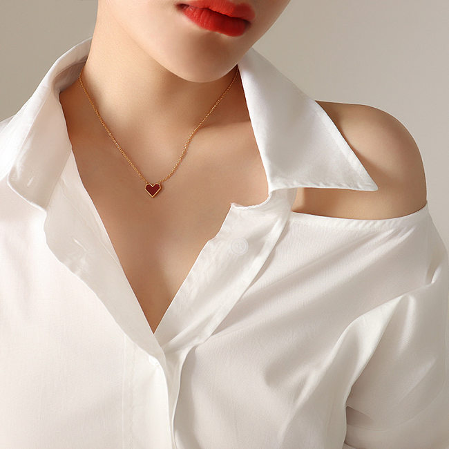 Fashion Heart-shaped Clavicle Acrylic Necklace Stainless Steel 18K Gold