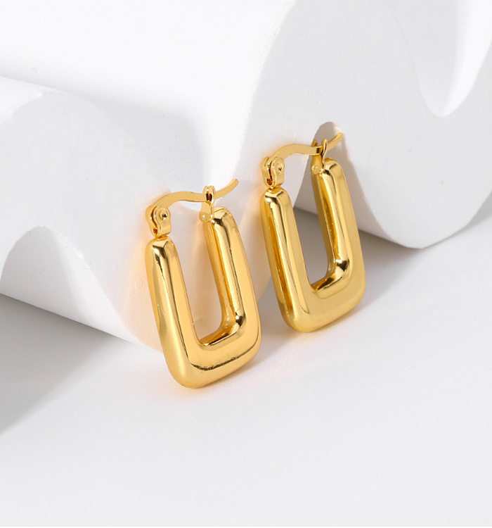 1 Pair Simple Style Classic Style Solid Color Plating Inlay Stainless Steel Zircon 18K Gold Plated Ear Studs