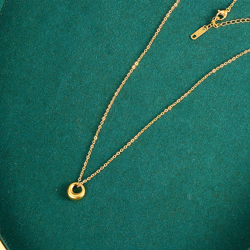 Elegant Simple Style Round Stainless Steel Plating 18K Gold Plated Pendant Necklace