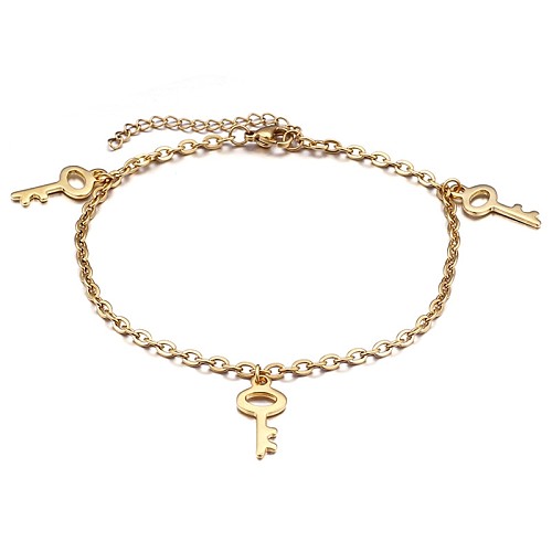 Bracelet de cheville pendentif clé de mode en acier inoxydable, vente en gros de bijoux