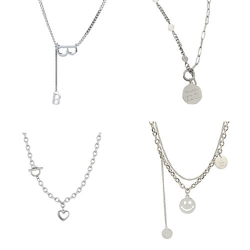 Retro Heart Shape Stainless Steel Plating Gold Plated Pendant Necklace