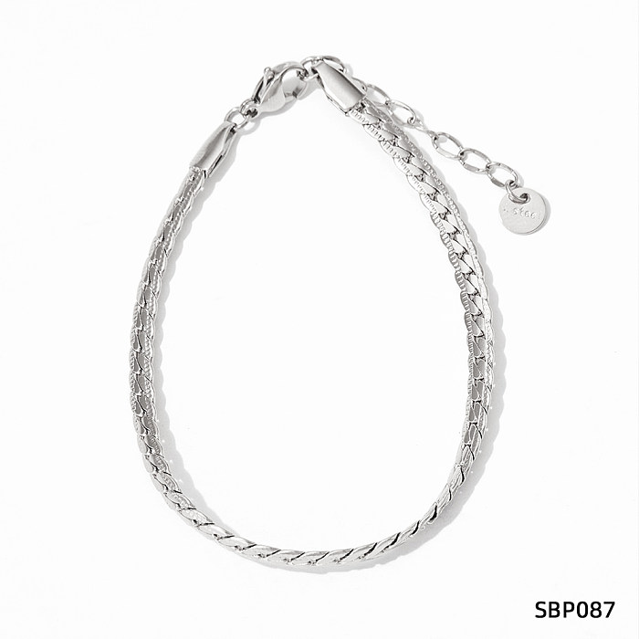 Bracelets ronds de style simple en acier inoxydable avec incrustation de strass