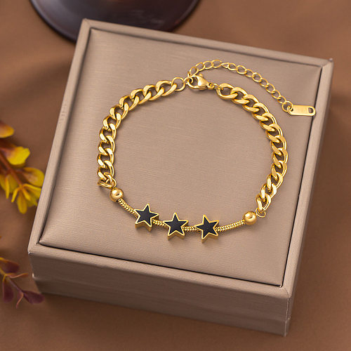 Bracelets plaqués or en acier titane étoile de style simple