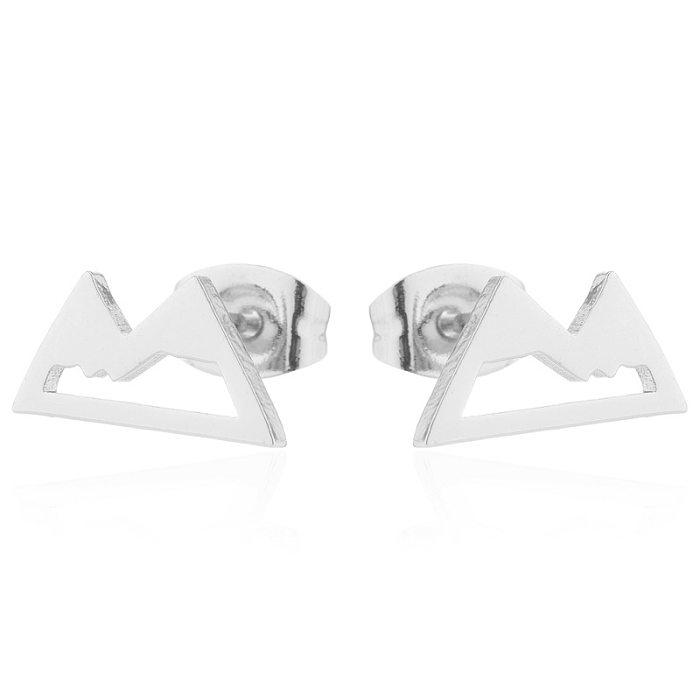 Simple Style Cactus Rabbit Stainless Steel  Plating Hollow Out Ear Studs 1 Pair