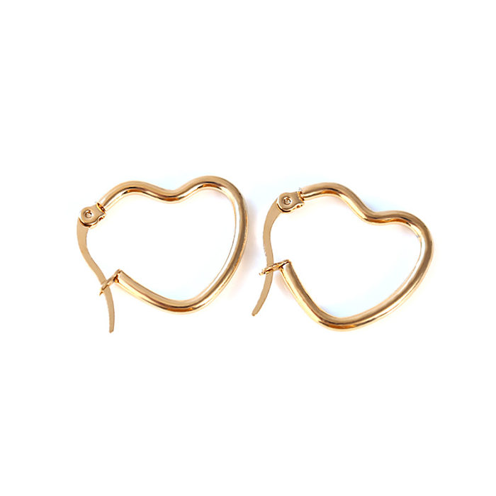 Fashion Heart Shape Stainless Steel  Plating Earrings 1 Pair