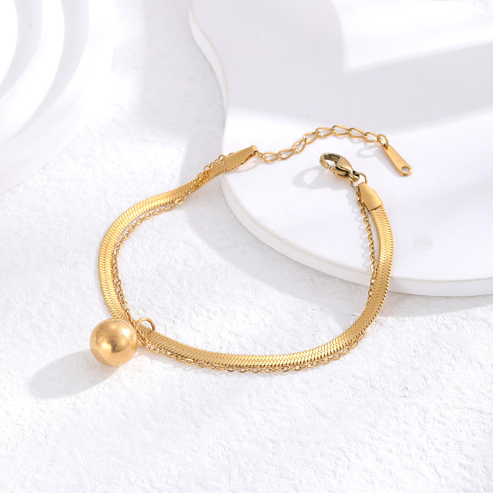 Wholesale Simple Style Round Solid Color Titanium Steel 24K Gold Plated Bracelets