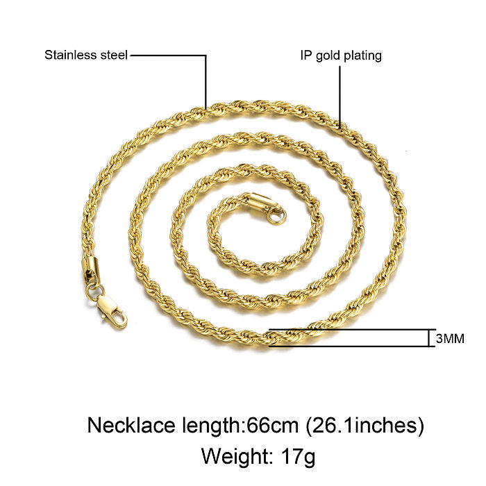 Simple Style Solid Color Stainless Steel  Polishing Necklace