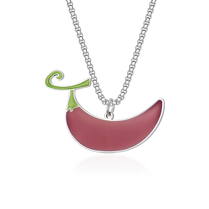 Casual Hip-Hop Fruit Stainless Steel Irregular Epoxy Pendant Necklace