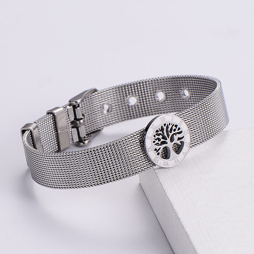 Fashion Tree Of Life Roman Numerals Stainless Steel Bracelet