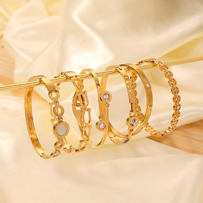 Pulseira banhada a ouro 18K de zircão com revestimento geométrico de aço inoxidável estilo IG estilo coreano