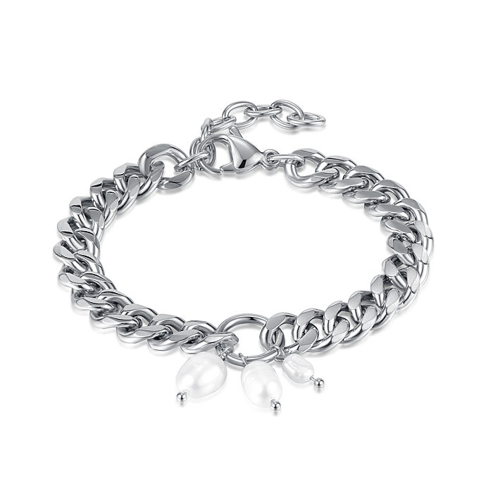 Simple Style Pearl Stainless Steel Titanium Steel Bracelets