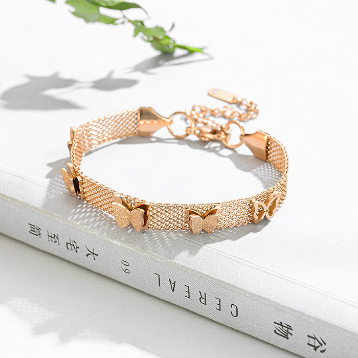 Bracelet Simple en acier titane papillon exquis à la mode