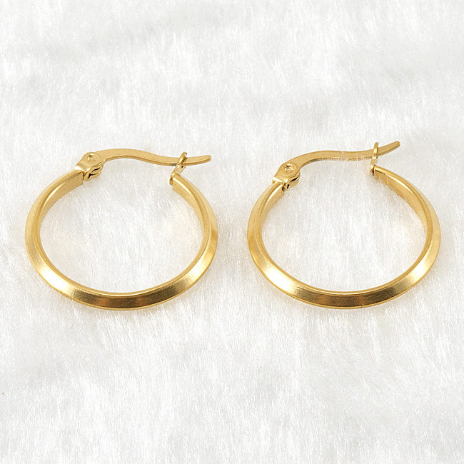 Simple Style Round Stainless Steel  Hoop Earrings Plating Stainless Steel  Earrings