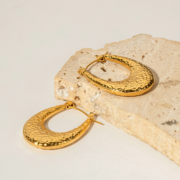 زوج واحد من أقراط IG Style U على شكل حرف U من الفولاذ المقاوم للصدأ ومطلية بالذهب عيار 1 قيراط