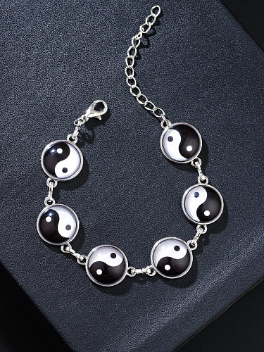 Dark Tai Chi Yin Yang Bagua pulseira de aço inoxidável moda corrente