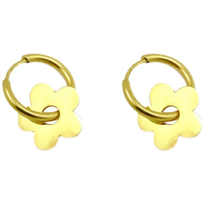 Cute Flower Stainless Steel Plating Drop Earrings 1 Pair