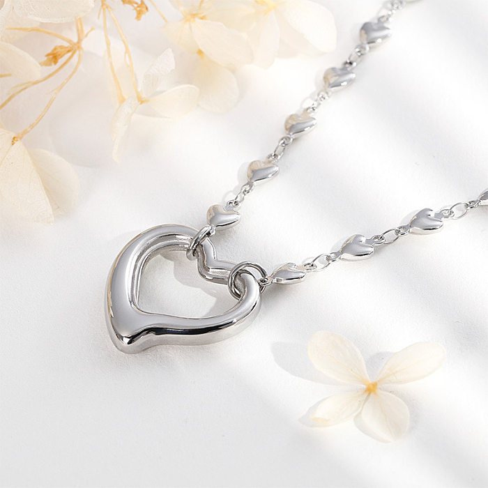 Kalen New European And American Fashion Cool Stainless Steel Heart Shape Clavicle Heart-Shaped Combination Set Women's Jewelry Wholesale