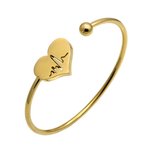 Bracelet plaqué en acier titane en forme de cœur, 1 pièce, à la mode
