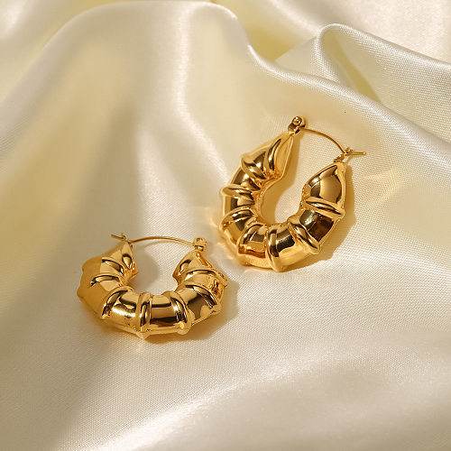 Boucles d'oreilles géométriques en acier inoxydable, plaquées or, à la mode