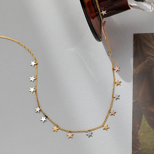 Basic Classic Style Pentagram Stainless Steel Plating Necklace