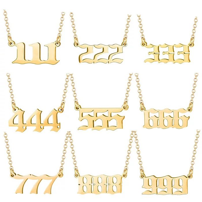 Simple Style Number Stainless Steel  Plating Necklace 1 Piece