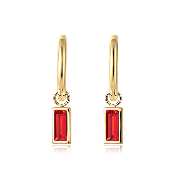 Fashion Square Stainless Steel Plating Inlay Zircon Earrings 1 Pair