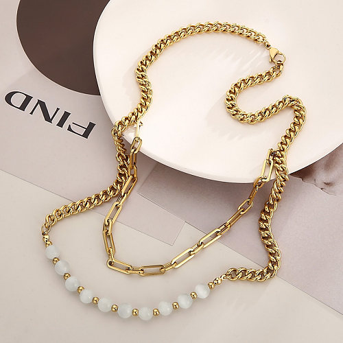 Modern Style Solid Color Stainless Steel  Stainless Steel Plating Gold Plated Pendant Necklace