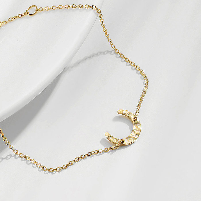 Nuevos accesorios, pulsera Simple de acero inoxidable creativa en forma de luna, pulsera de moda chapada en oro, joyería al por mayor