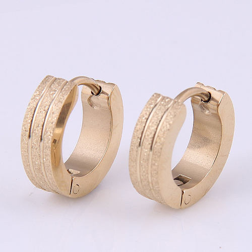 Fashion Simple Rose Gold Golden Stainless Steel Hoop Earrings