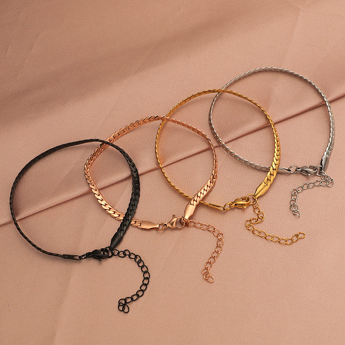 Basic Classic Style Solid Color Stainless Steel Plating Gold Plated Silver Plated Bracelets