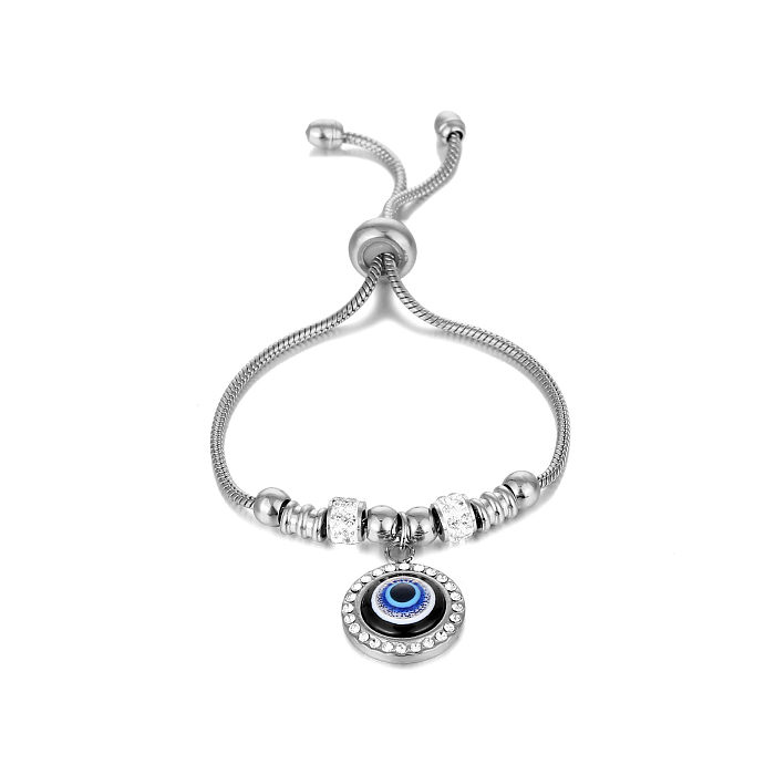 Fashion Devil'S Eye Titanium Steel Inlay Artificial Diamond Bracelets 1 Piece