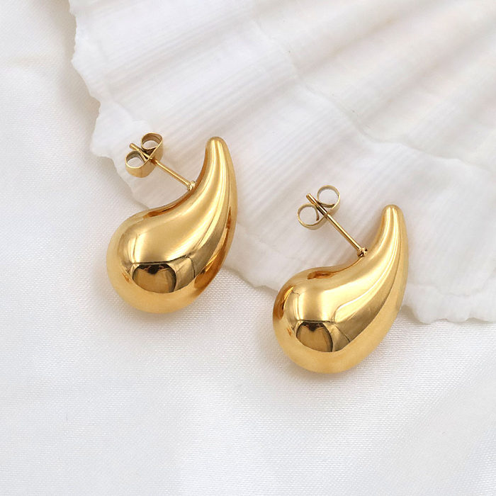1 Pair Basic Geometric Plating Stainless Steel  18K Gold Plated Ear Studs