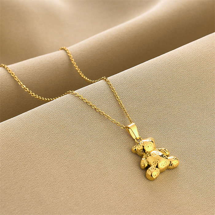 Cute Bear Stainless Steel Plating Pendant Necklace