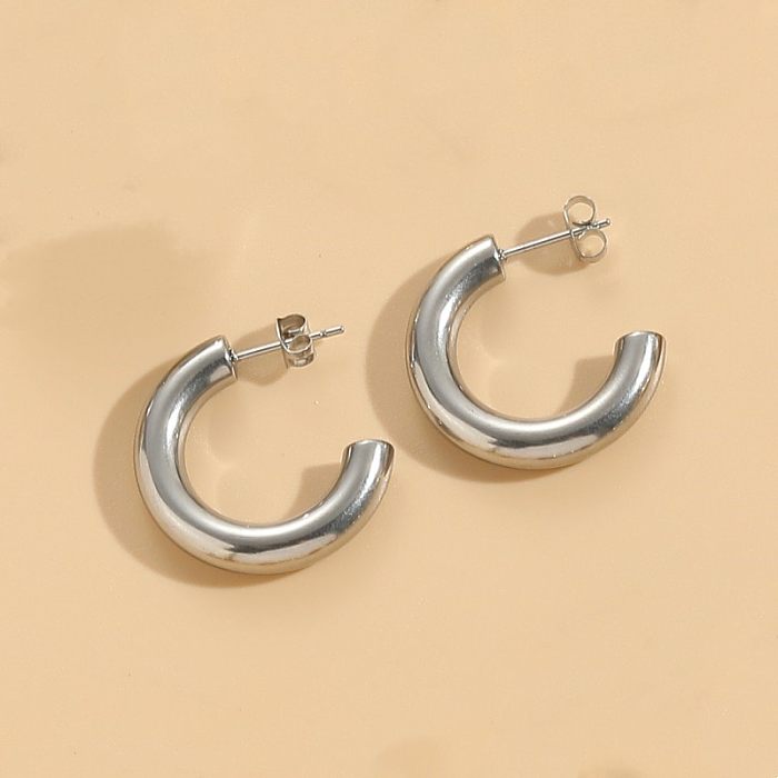 1 Pair Retro Simple Style C Shape Twist Plating Stainless Steel  18K Gold Plated Hoop Earrings